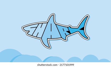 Ilustración vectorial de letras tipográficas de peces de tiburón