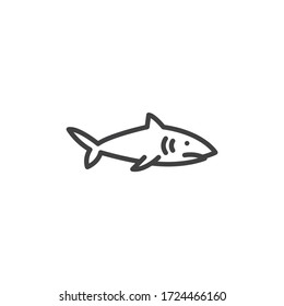 Icono de la línea de peces de tiburón. signo de estilo lineal para concepto móvil y diseño web. Icono de vector de contorno de animal de depredador de tiburón. Símbolo, ilustración del logotipo. Gráficos vectoriales