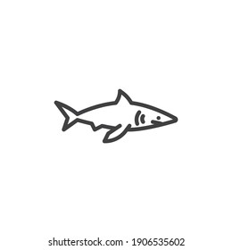 Shark fish line icon. linear style sign for mobile concept and web design. Shark predator outline vector icon. Symbol, logo illustration. Vector graphics