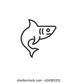 Shark, fish line icon, outline vector sign, linear style pictogram isolated on white. Symbol, logo illustration. Editable stroke. Pixel perfect