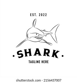 Shark fish logo, company logo design idea, vector illustration