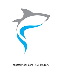 Shark fish logo design template vector illustration 
