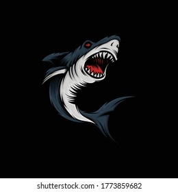 shark fish logo illustration mascot