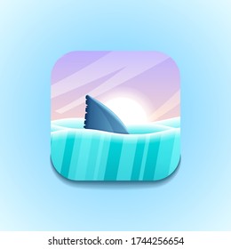 Símbolo del icono del vector del logotipo del océano de los peces tiburones