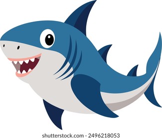 Un pez tiburón sobre fondo blanco