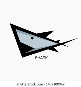Shark fish predator animal logo silhouette sign icon Geometric modern design Fashion print for clothes apparel greeting invitation card picture banner poster flyer for websites Vector illustration
