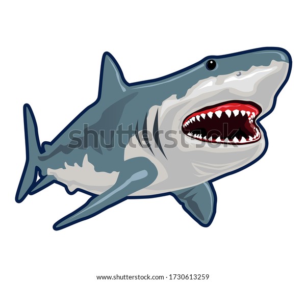 ベクター画像のサメ魚のリアルな漫画 のベクター画像素材 ロイヤリティフリー