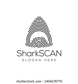 Shark Fish Scan Technology Logo vector Element. Animal Technology Logo Template