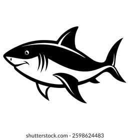 Shark fish silhouette vector left move
