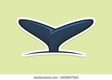 Shark Fish Tail in wave sticker design vector illustration. Animal nature icon concept. Whale tail cartoon mascot sticker design logo icon.