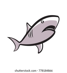 shark fish with teeth cartoon vector drawing