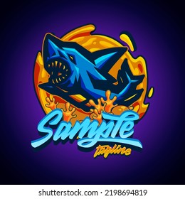 shark fish template mascot logo vector