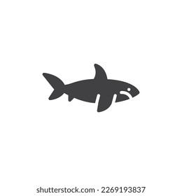 Icono vectorial del pez tiburón. signo plano relleno para concepto móvil y diseño web. Icono de glifo de tiburón. Símbolo, ilustración del logotipo. Gráficos vectoriales