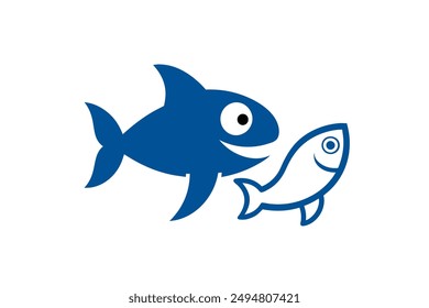 Shark Fish Vector Illustration - Cartoon, Clipart, and Line Art Design