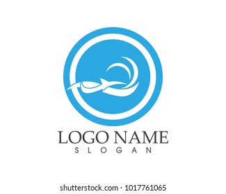 Shark fish in wave logo design 