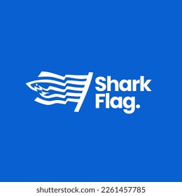 shark flag logo vector icon illustration
