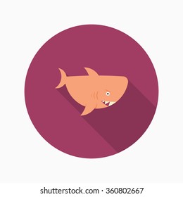 Shark flat  icon with long shadow,circle,eps10,interface,button