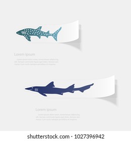 Shark. Flat sticker with shadow on white background. Vector illustration