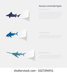 Shark. Flat sticker with shadow on white background. Vector illustration