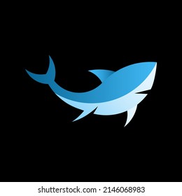 Shark in flat style. Shark with a gradient fill. Isolated minimal shark on one color background. Vector stock illustration.