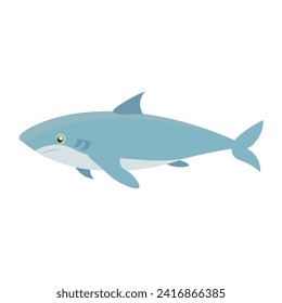 Shark. Flat vector illustration. Elements suitable for animation. 