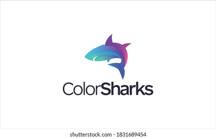 Shark Full Color Vector Logo Design Inspirations