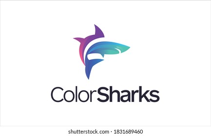 Shark Full Color Vector Logo Design Inspirations