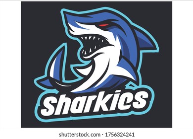 Ilustración vectorial del logotipo deportivo E del juego de tiburones