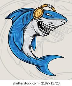 Ilustración de juegos de tiburones. Vector premium