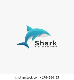 Shark Geometric Illustration Vector Logo.