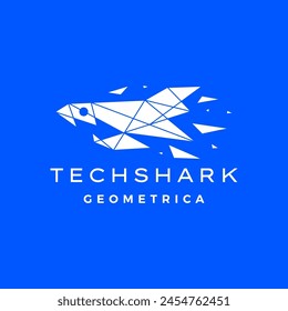 Shark Geometric Tech polygonal logo vector icon illustration