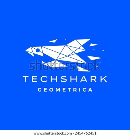 Shark Geometric Tech polygonal logo vector icon illustration