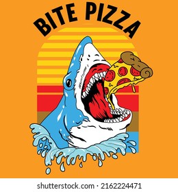 SHARK GIVING A BITE TO A SLICE OF PIZZA