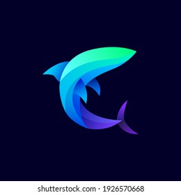 Shark gradient colorful vector design