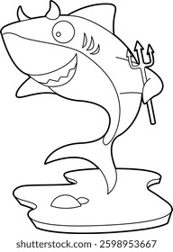 Shark Halloween Devil Animal Vector Graphic Art Illustration