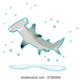 shark hammer cartoon in vector