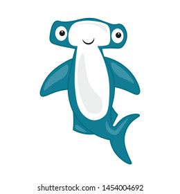 shark hammer vector illustration. Children's kind illustration about sea inhabitants.