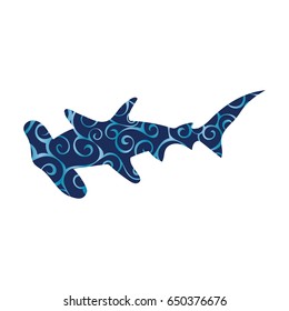 Shark hammerhead predator nautical color silhouette animal