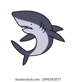 shark hand drawn color vector illustration