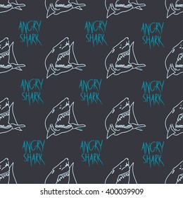 Shark hand drawn seamless pattern