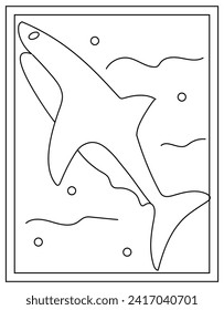 Shark hand drawn vector template, aquatic animal 
