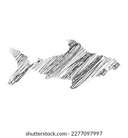 shark Hand-drawn scribble line art on white background vector illustration design