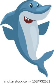 Shark Is Happy, Illustration, Vector On White Background.