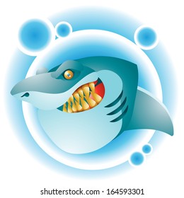 shark head in bubble