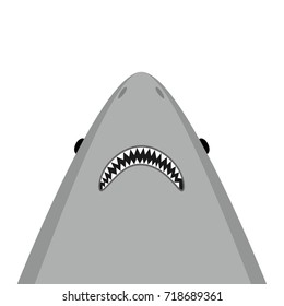Shark head face with big open mouth and sharp teeth. Cute cartoon animal character. Baby card. Sea ocean animal. Sticker print template. Flat design. Isolated White background Vector illustration