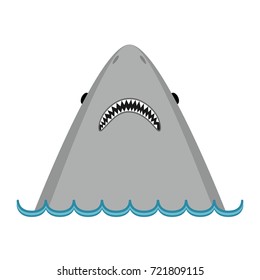 Shark head face with big open mouth and sharp teeth. Cute cartoon animal character. Baby card. Sea ocean wave Wild animal. Sticker print template. Flat design. Isolated White background Vector