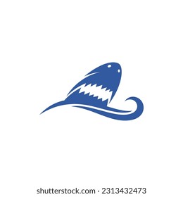 Shark head logo on the surface of the waves