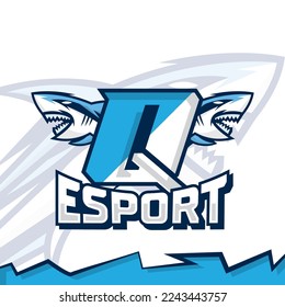 Shark head mascot on letter Q illustration template, esport logo design, gamer logo, streamer logo.