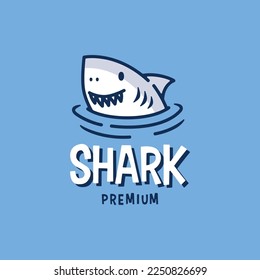 shark head retro mascot cartoon logo vector icon illustration