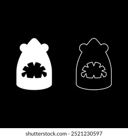 Shark head set icon white color vector illustration image solid fill outline contour line thin flat style